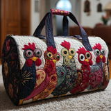 Quilted Travel Bag | Rustic Chickens II