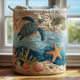 Quilted Laundry Hamper - Coastal Turtle