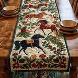 Quilted Table Runner - Horses and Folk Flowers
