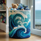 Quilted Laundry Hamper - Ocean Wave