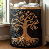 Quilted Laundry Hamper - Ancient Grove II