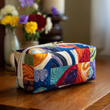 Quilted Makeup Bag with Retro Colour Blocks