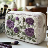 Quilted Floral Makeup Bag with Moon Flower