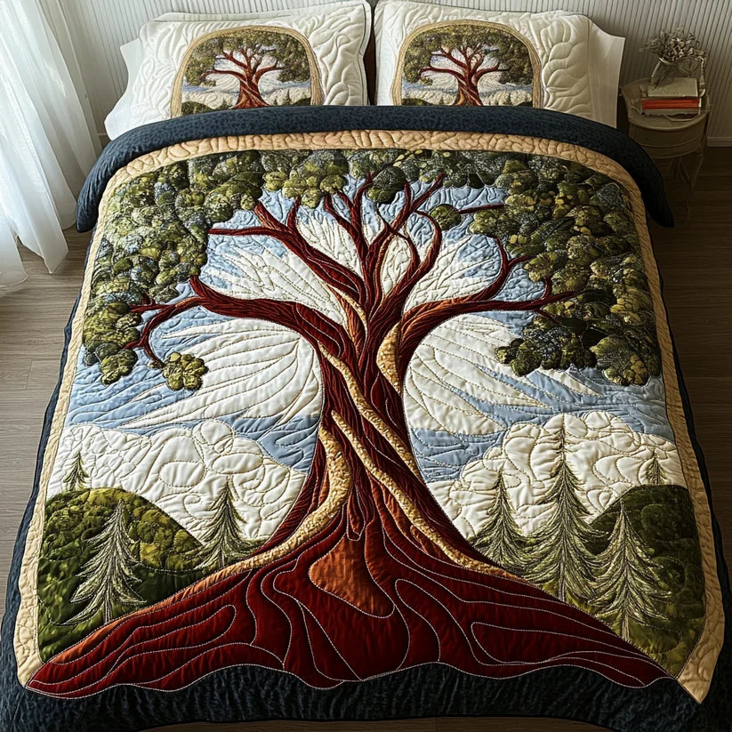 3-Piece Quilted Bedding Set | Tree of Life