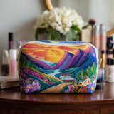 Quilted Makeup Bag with Caravan at Sunset