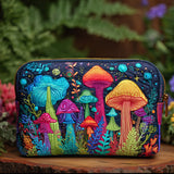 Quilted Makeup Bag with Peace Mushroom
