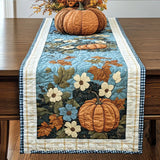 Quilted Table Runner - Pumpkins on Blue