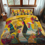 3-Piece Quilted Bedding Set | Sunrise Roosters