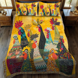 3-Piece Quilted Bedding Set | Sunrise Roosters