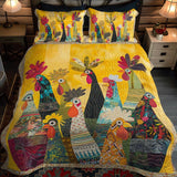 3-Piece Quilted Bedding Set | Sunrise Roosters