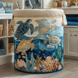 Quilted Laundry Hamper - Sea Turtle Reef