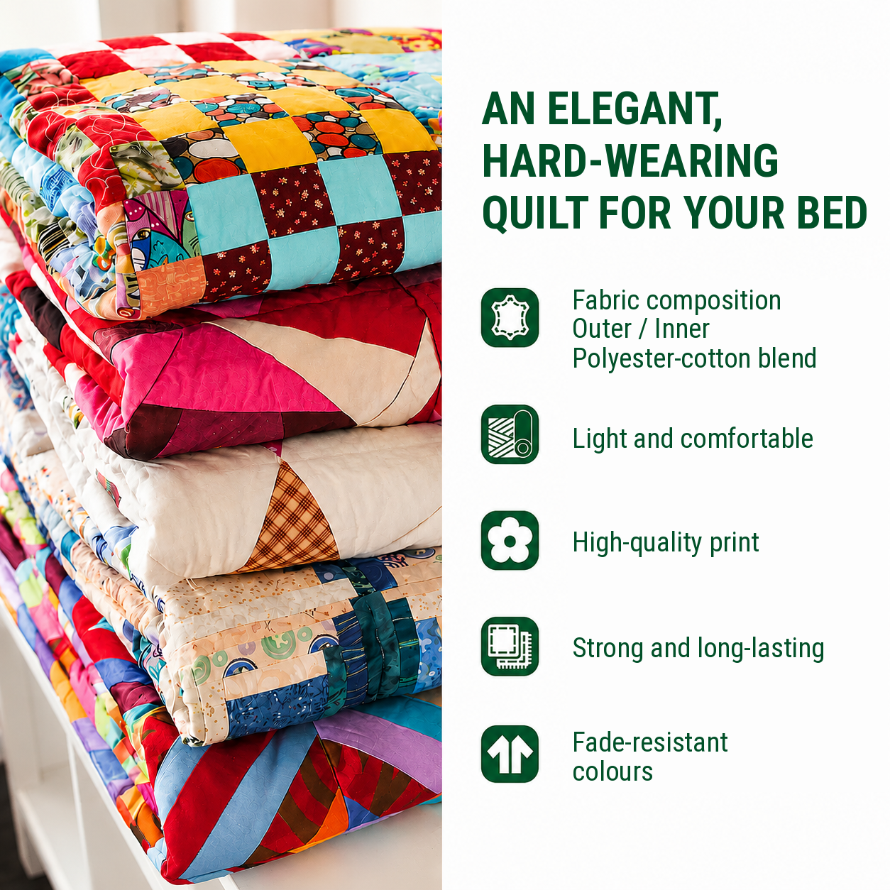 Elegant, hard-wearing quilted bedding set features