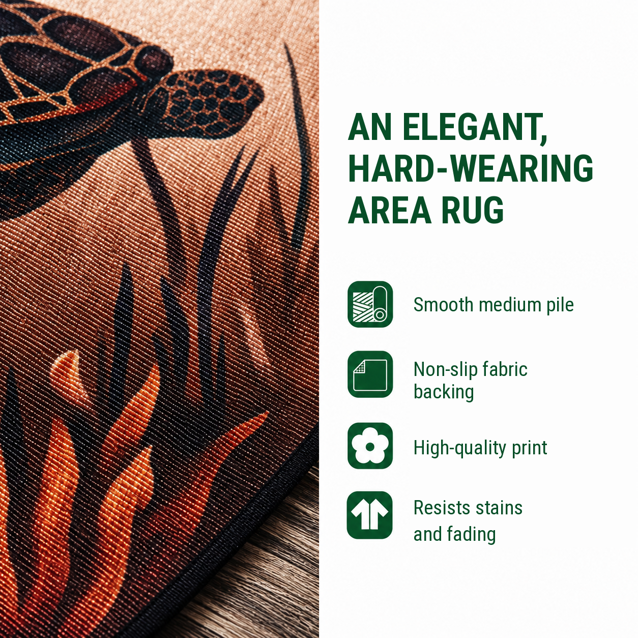 Elegant, hard-wearing area rug features